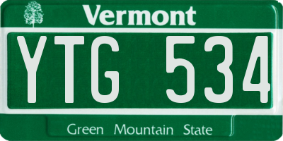 VT license plate YTG534