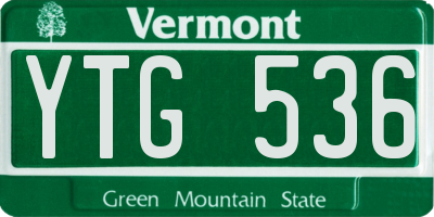 VT license plate YTG536