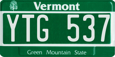 VT license plate YTG537