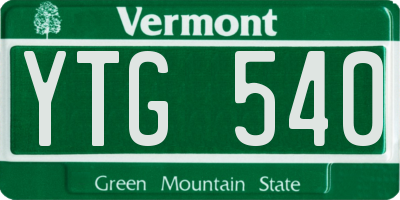 VT license plate YTG540