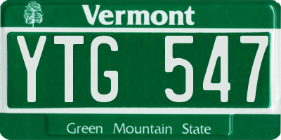 VT license plate YTG547