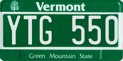 VT license plate YTG550