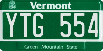VT license plate YTG554