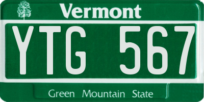 VT license plate YTG567