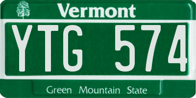 VT license plate YTG574