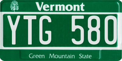 VT license plate YTG580