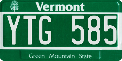 VT license plate YTG585