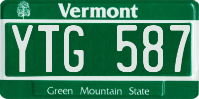 VT license plate YTG587