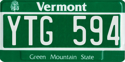 VT license plate YTG594