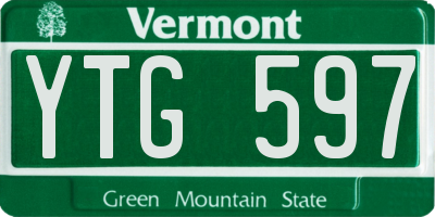 VT license plate YTG597