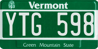 VT license plate YTG598