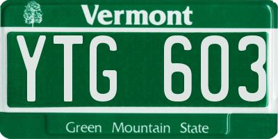 VT license plate YTG603