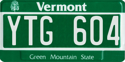 VT license plate YTG604