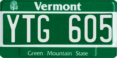 VT license plate YTG605