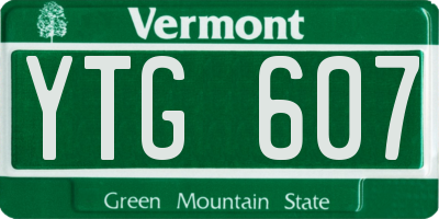 VT license plate YTG607