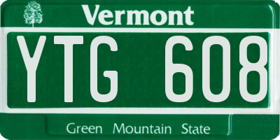 VT license plate YTG608