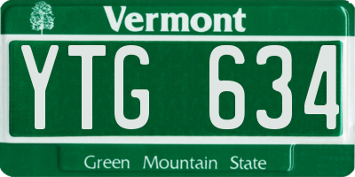 VT license plate YTG634