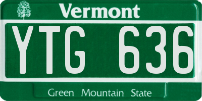 VT license plate YTG636