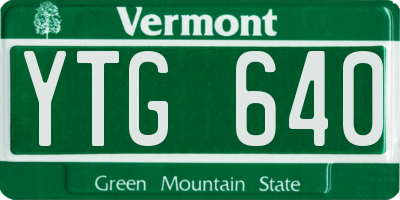 VT license plate YTG640