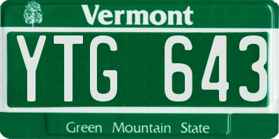 VT license plate YTG643