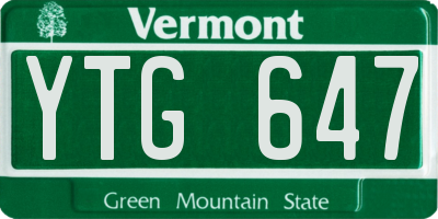 VT license plate YTG647