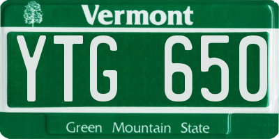 VT license plate YTG650