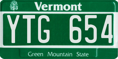 VT license plate YTG654