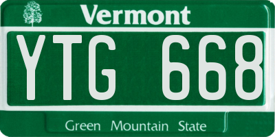 VT license plate YTG668