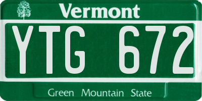 VT license plate YTG672