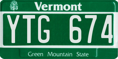 VT license plate YTG674