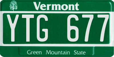 VT license plate YTG677