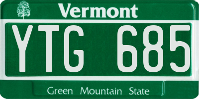 VT license plate YTG685