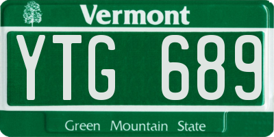 VT license plate YTG689