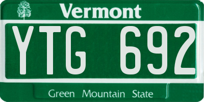 VT license plate YTG692