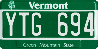 VT license plate YTG694