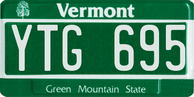 VT license plate YTG695