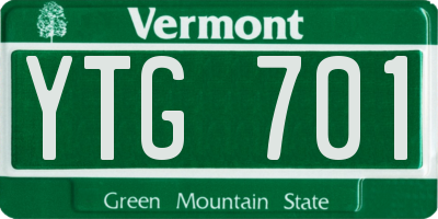 VT license plate YTG701