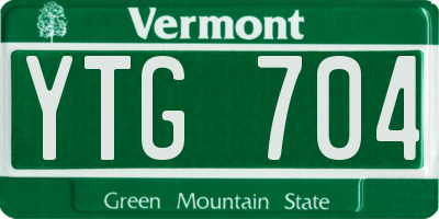 VT license plate YTG704
