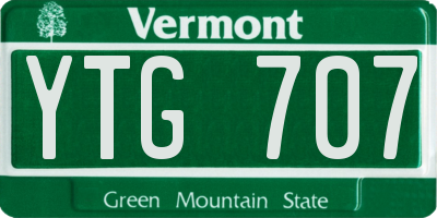 VT license plate YTG707