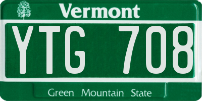 VT license plate YTG708