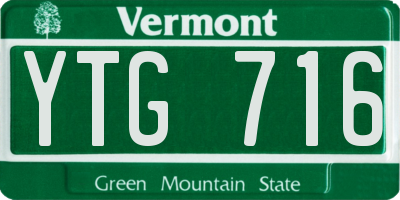 VT license plate YTG716