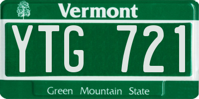 VT license plate YTG721