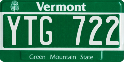 VT license plate YTG722