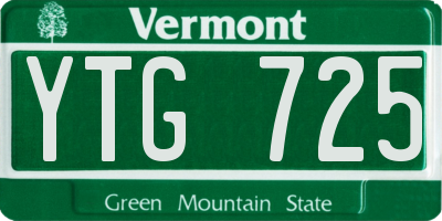VT license plate YTG725