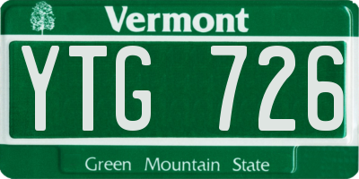 VT license plate YTG726