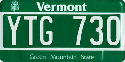 VT license plate YTG730