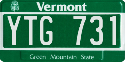VT license plate YTG731