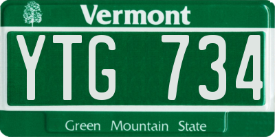VT license plate YTG734