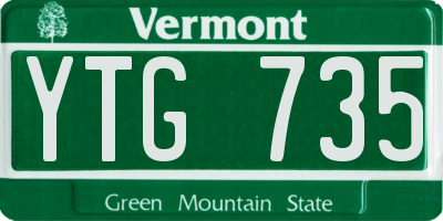 VT license plate YTG735
