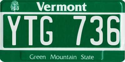 VT license plate YTG736